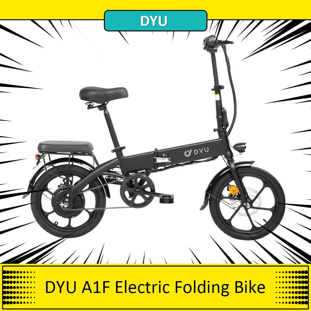 Dyu A1F 16 Pollici Bicicletta Elettrica Da Città Pieghevole Bici Elettriche 250W Motore 7.5Ah 36V Batteria Display Lcd Nero Ebike All'Aperto