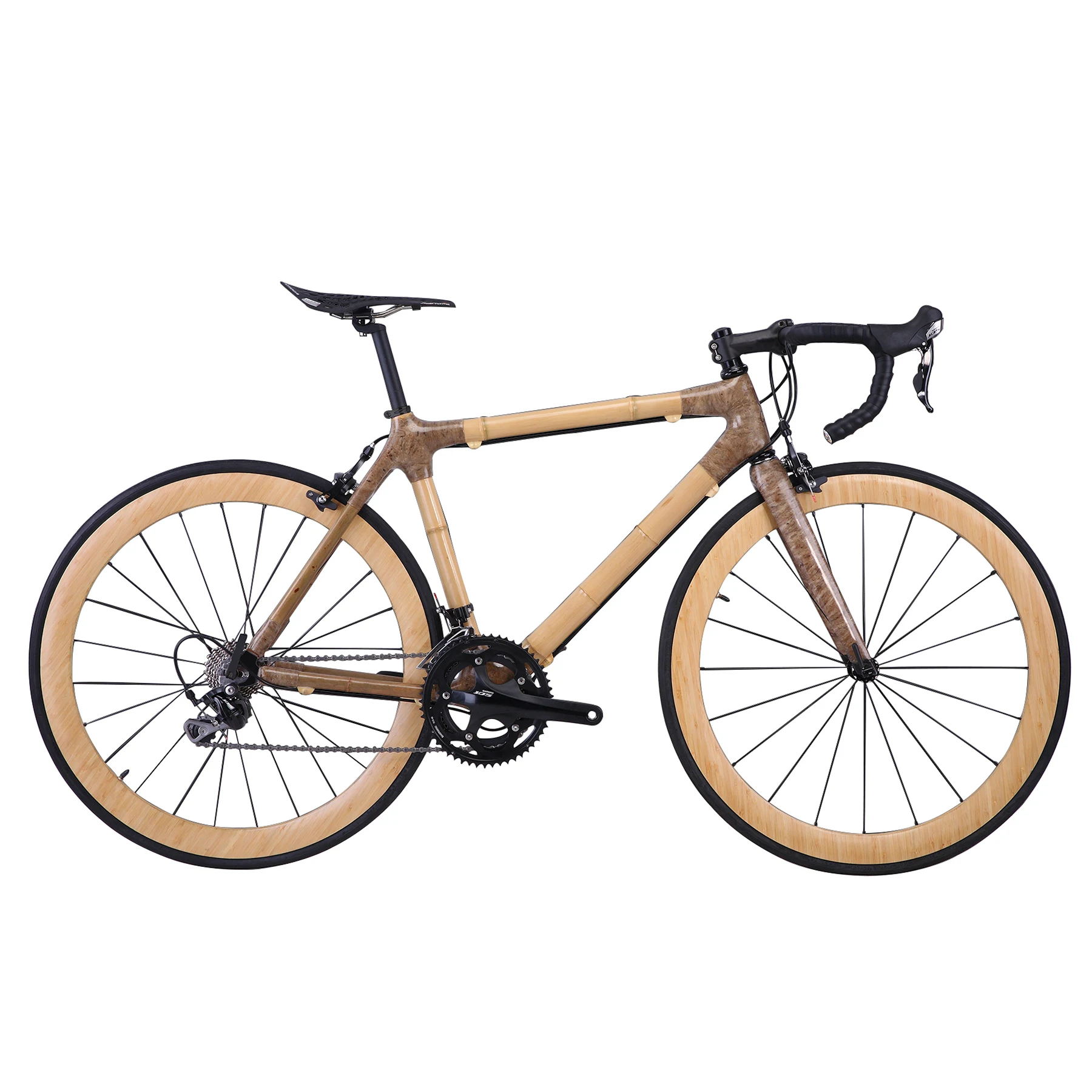 Super Pro + Carbon Bamboo Road Bike Full Speed Bicycle City Cycle V Brake 700C Spedizione Gratuita