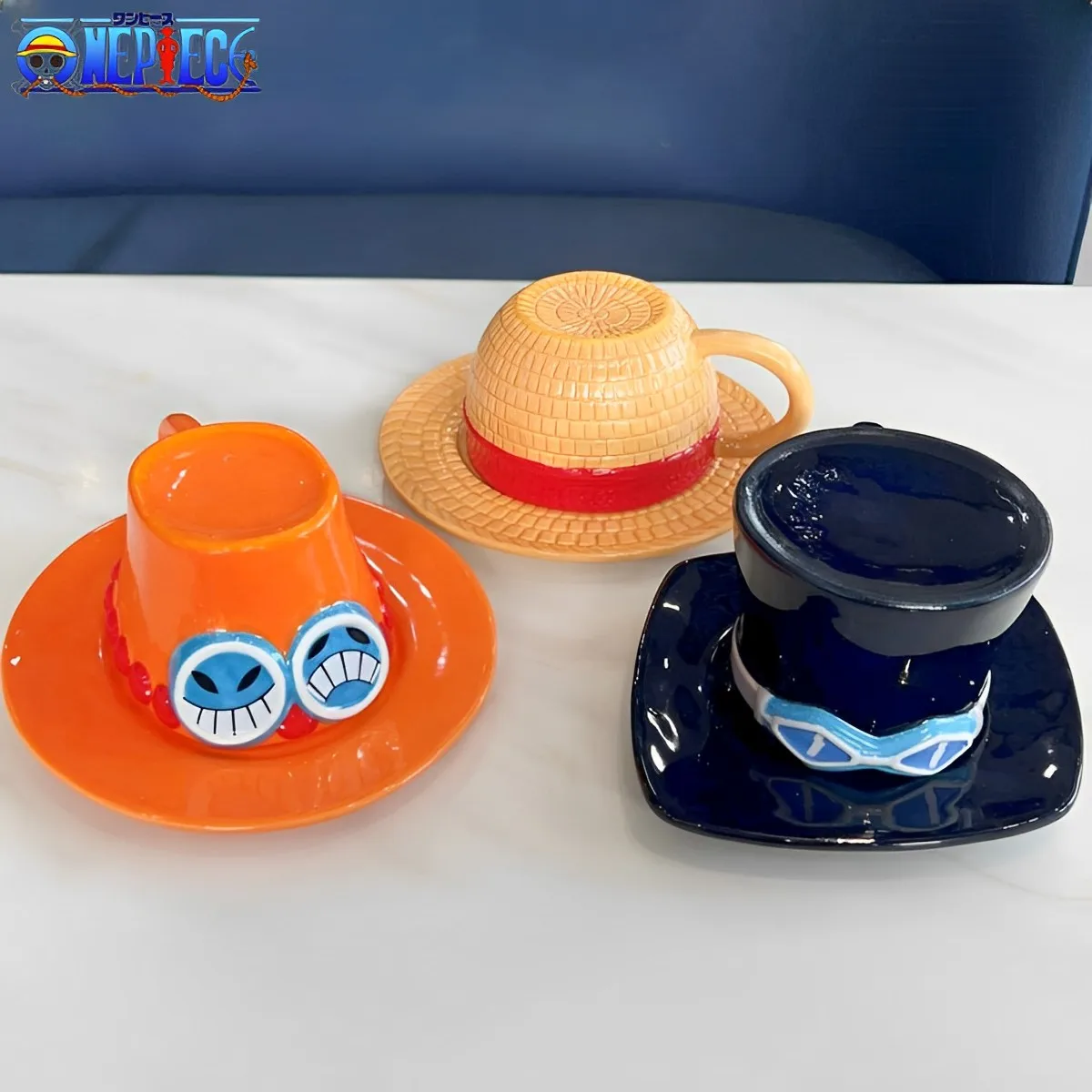 New Anime One Piece Cosplay Mug Water Cup Creative Three Brothers Hat Shaped Coffee Cup Rufy Ace Sabo Cup Ceramic For Party