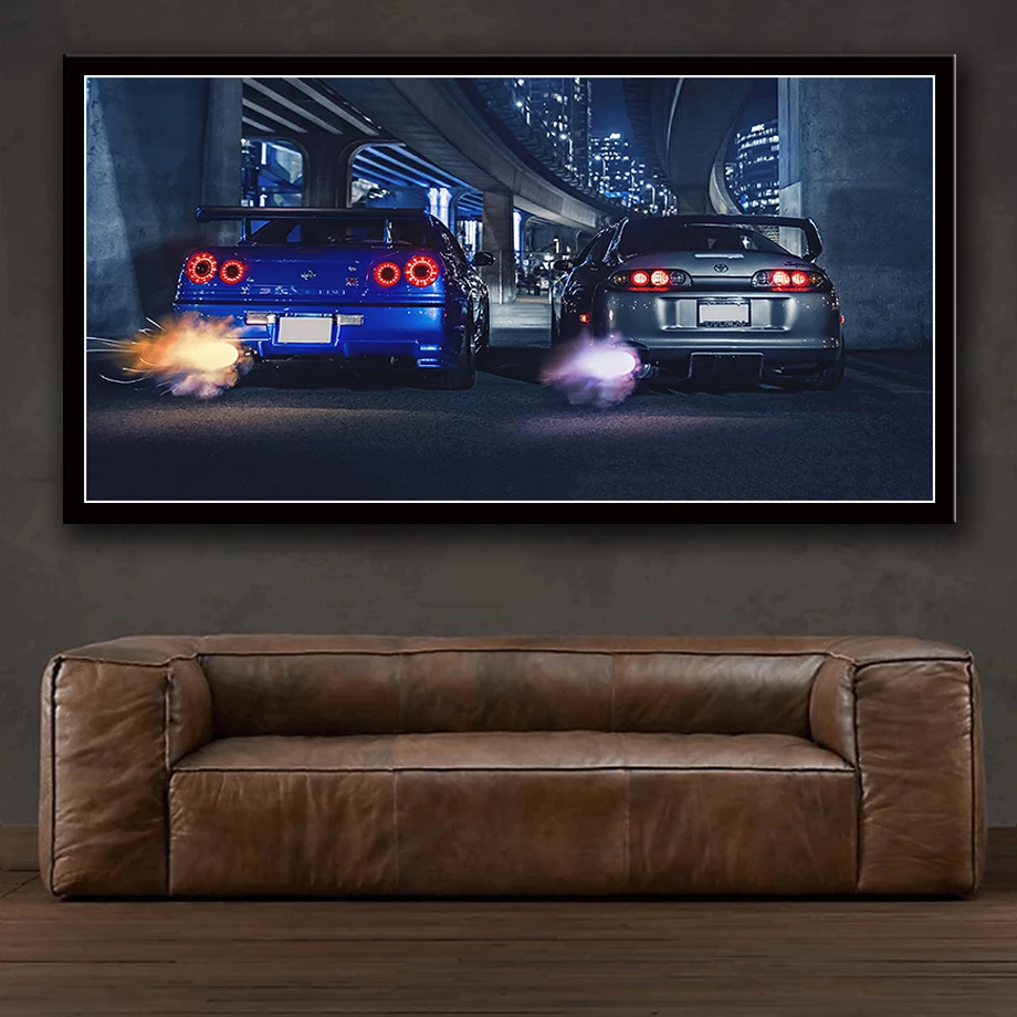 Gtr R34 Vs Supra 3 Series Evolution Race Car Cuadros Poster Wall Art Picture Dipinti Su Tela Decorazioni Room Home Decor