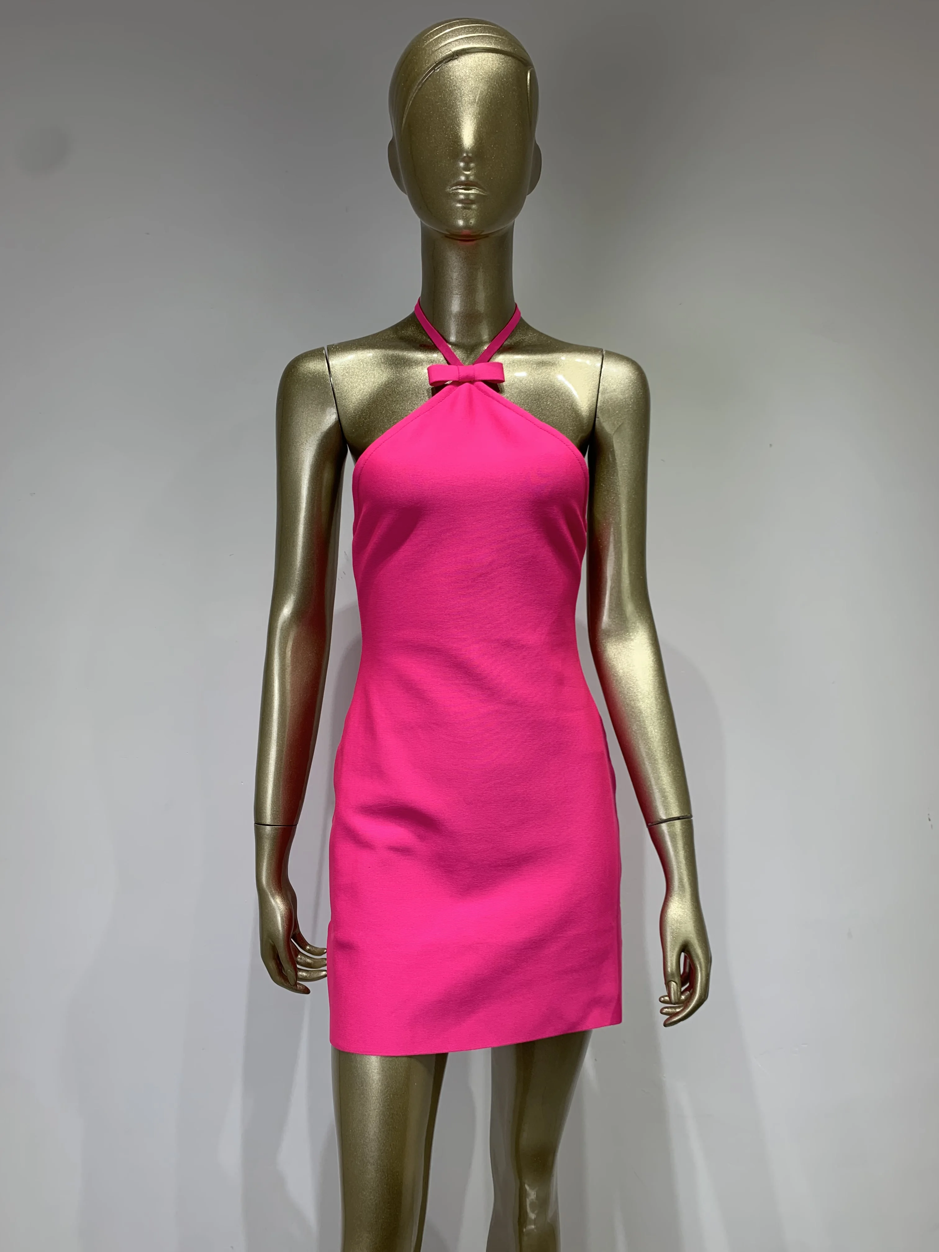 Hotwife Summer Bandage Dress Women Halter Backless Bodycon Mini Short Elastic High Street Evening Club Party Dresses Uscire