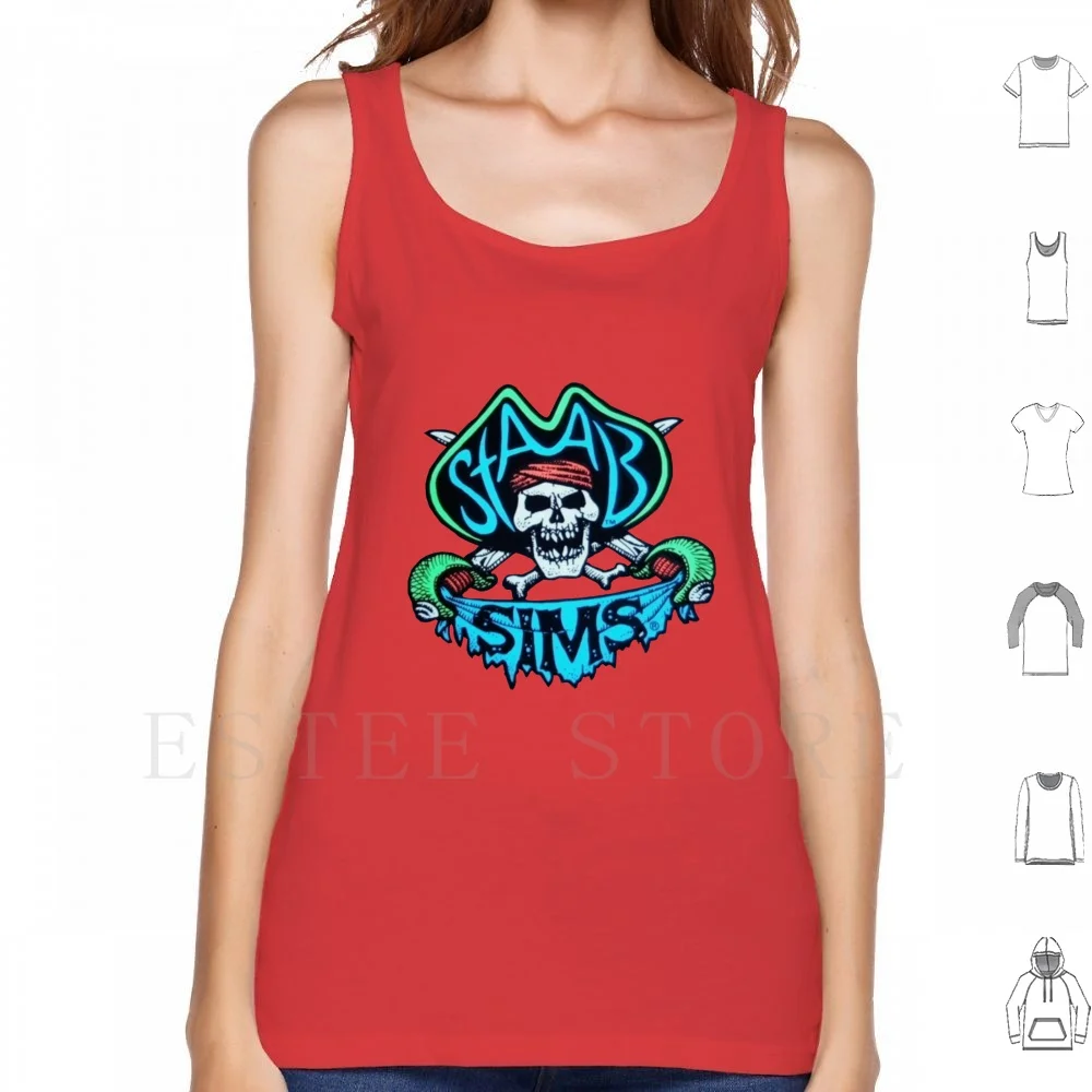 Sims Kevin Staab Canotte Canottiera Senza Maniche Kevin Staab Sims Skateboard Skate Sk8 Old School Pirate Logo Classic Legend