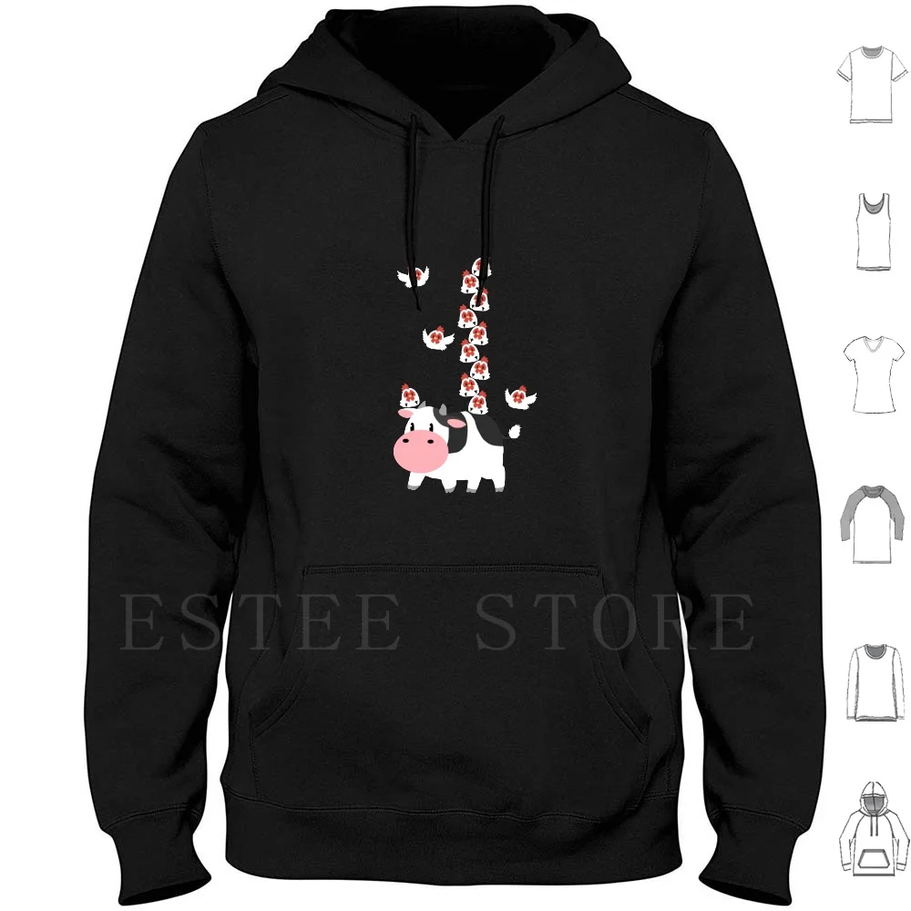 Felpe Con Cappuccio Per Mucche E Polli Manica Lunga Mucca Pollo Videogioco Retrò Harvest Moon Farm Cute Animal Life Sim Life