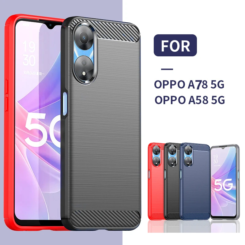 Per Oppo A78 5G Custodia Oppo A78 5G Capas Paraurti Posteriore Antiurto Custodia Morbida In Fibra Di Carbonio Tpu Fundas Per Oppo A58 A78 5G Cover