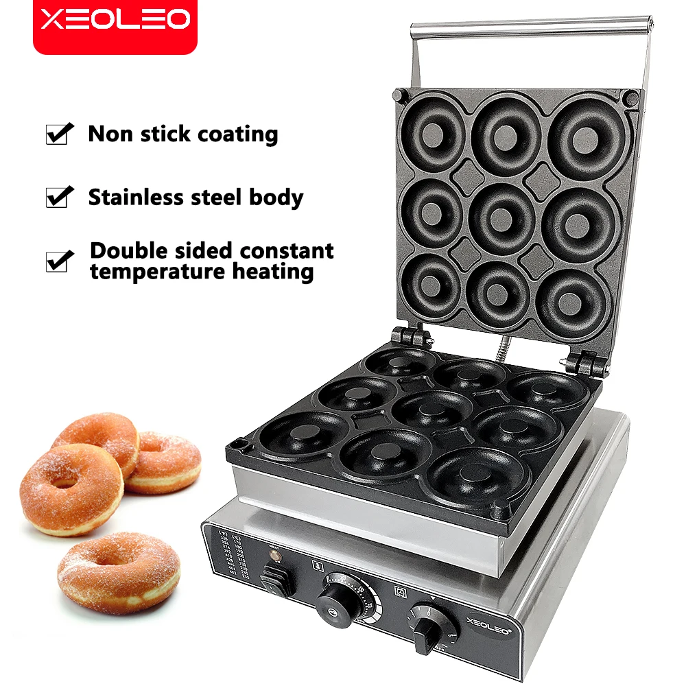 Xeoleo Waffle Maker Elettrico Professionale Bubble Waffle Maker 10Cm Donut Maker 9Pcs Circle Rings