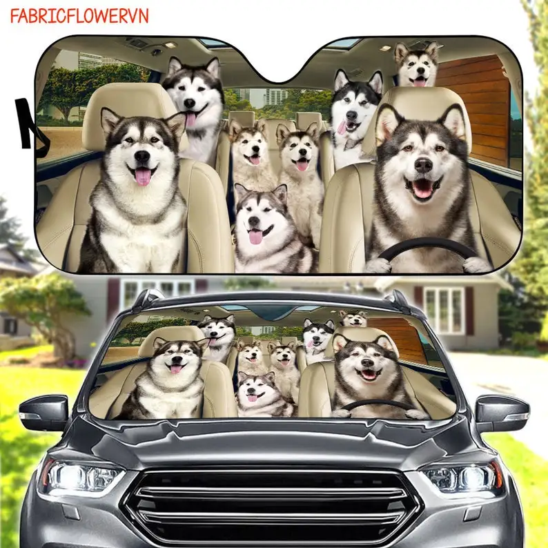 Alaskan Malamute Car Sun Shade, Alaskan Malamute Car Decoration, Car Windshield, Dog Lovers, Dog Car Sunshade, Gift For Mom, Gif