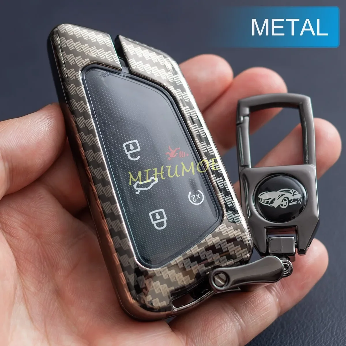 Per Vw Golf Gti Mk8 Id.3 Id.4 Seat Leon Tarraco Ateca Cupra Formentor Born Metal Car Key Fob Cover Case Chain Ring Fibra Di Carbonio