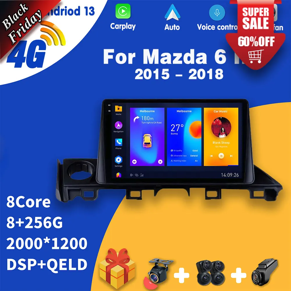 Autoradio Apple Carplay Android Per Mazda 6 Mazda6 Iii 3 Gj 2015-2018 Lettore Video Multimediale Auto Stereo Dvd Navigazione Gps