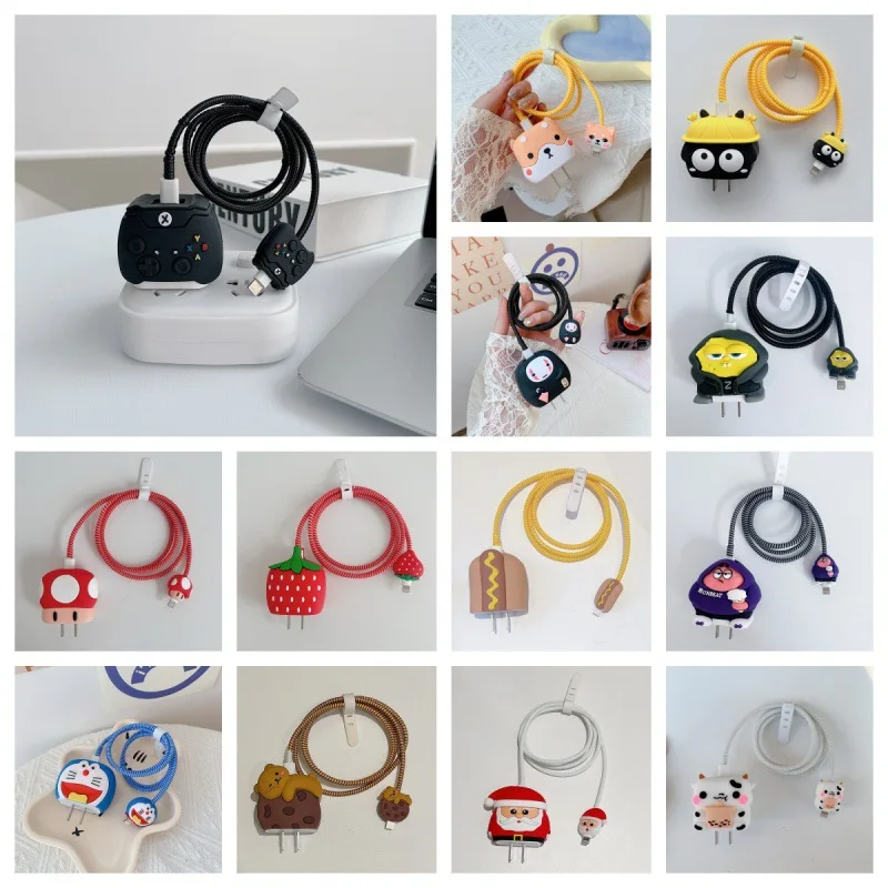 Hello Kitty Anime Charger Custodia Protettiva Cartoon Cute Charger Adatto Apple Data Cable Winding Rope Winder Accessori Donna