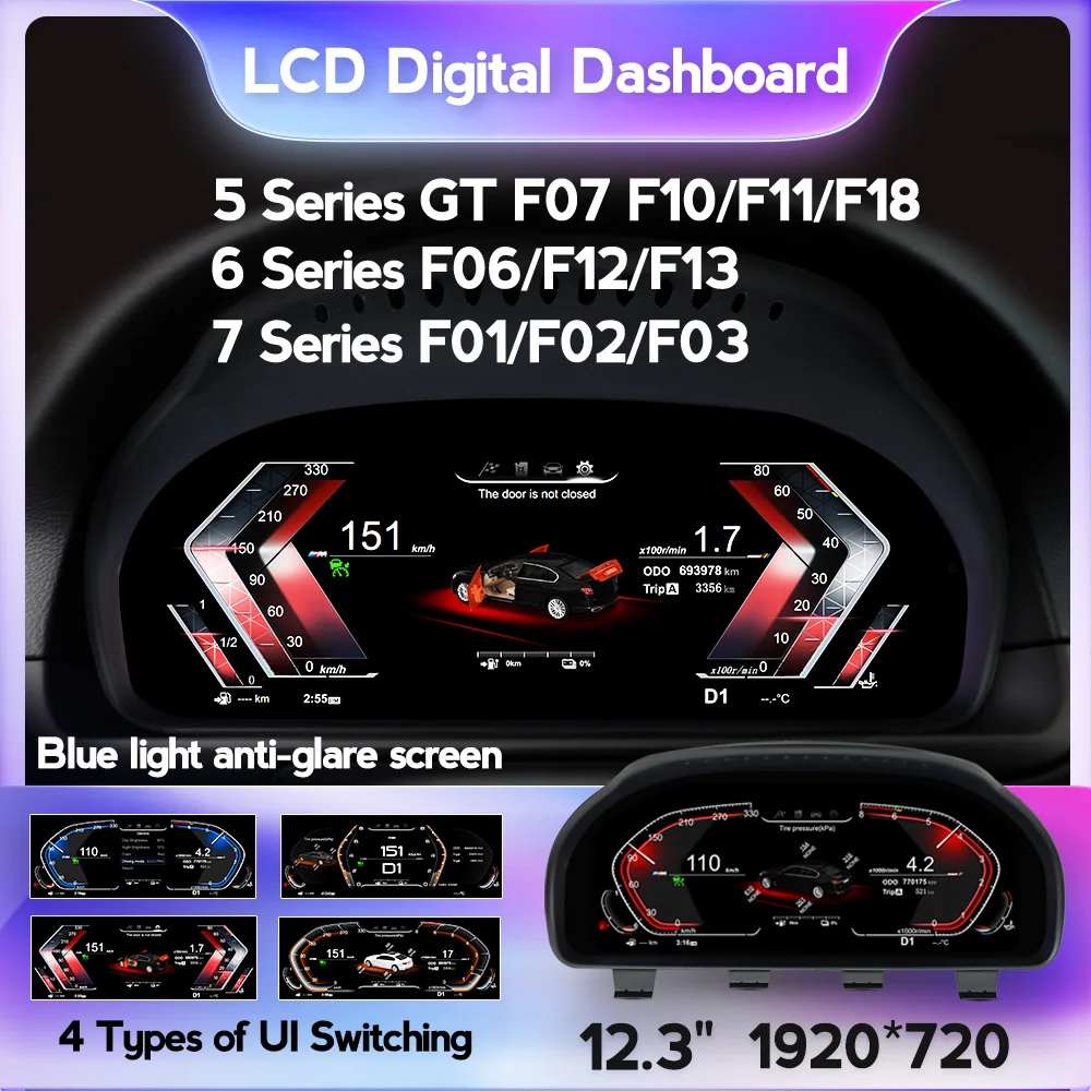Sistema Intelligente Per Auto Da 12.3 "Per Bmw Serie 5/6/7 F07 F10 F06 F12 F01 Lcd Digital Dashboard Car Multimedia Upgrade Sistema Linux