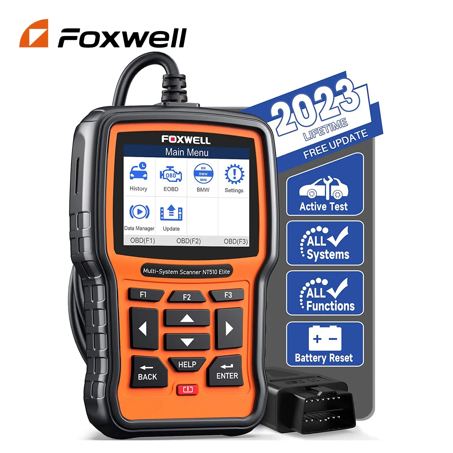 2024 Foxwell Nt510 Elite Obd2 Scanner Tutti I Sistemi Strumenti Diagnostici Bidirezionali Ripristino Dell'Olio Epb Sas Tps Tpms Obd 2 Strumento Di Sca