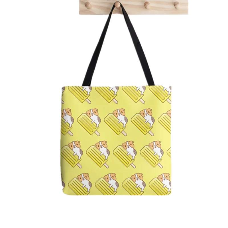 Shopper Guinea Pig E Yellow Ice Pop Print Tote Bag Donna Harajuku Shopper Borsa Ragazza Spalla Shopping Bag Lady Canvas Bag