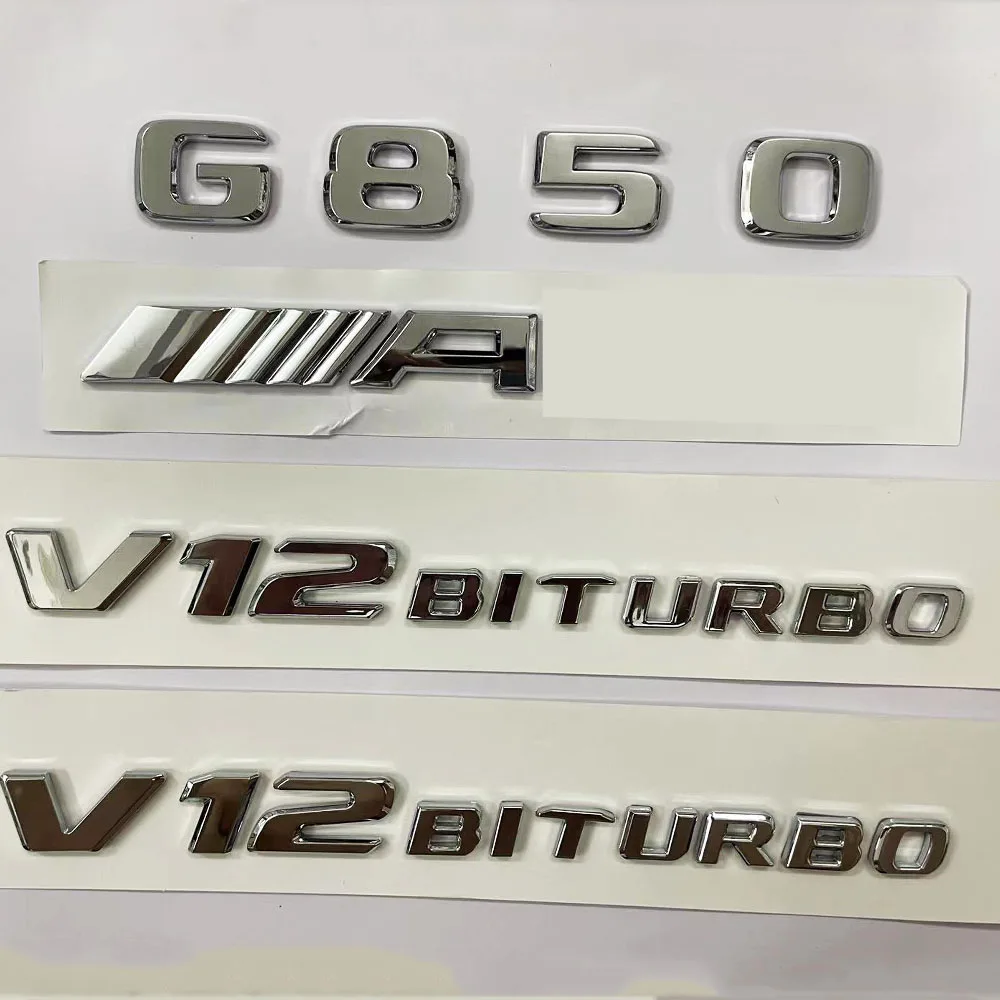 Per Mercedes Benz Amg G850 V12 Biturbo Car Lettering Emblem Amg G850 V12 Biturbo Logo Sticker Accessori Argento