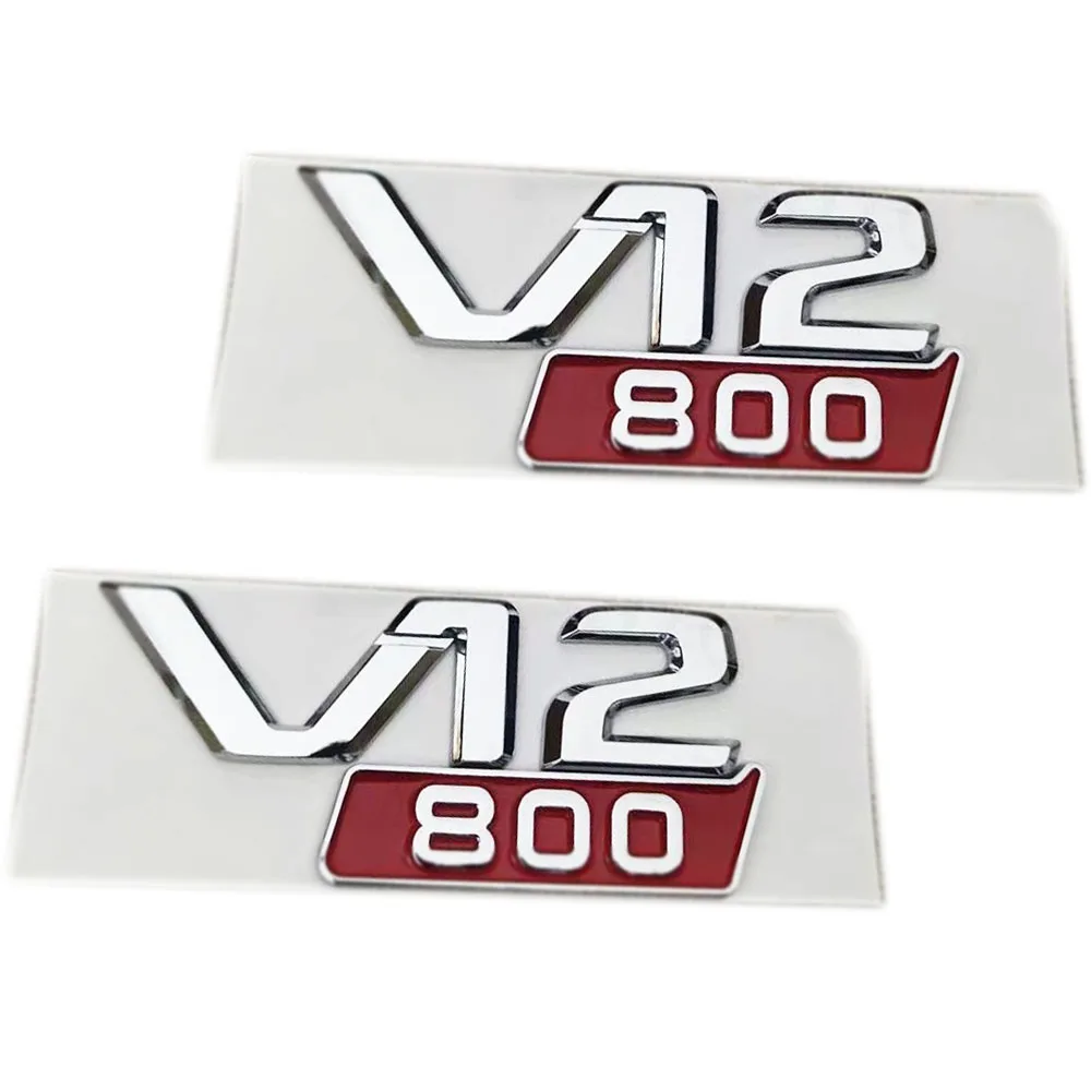 Silver Car V12 800 Lettering Badge Chrome Emblem Sticker Per Mercedes Benz V12 800