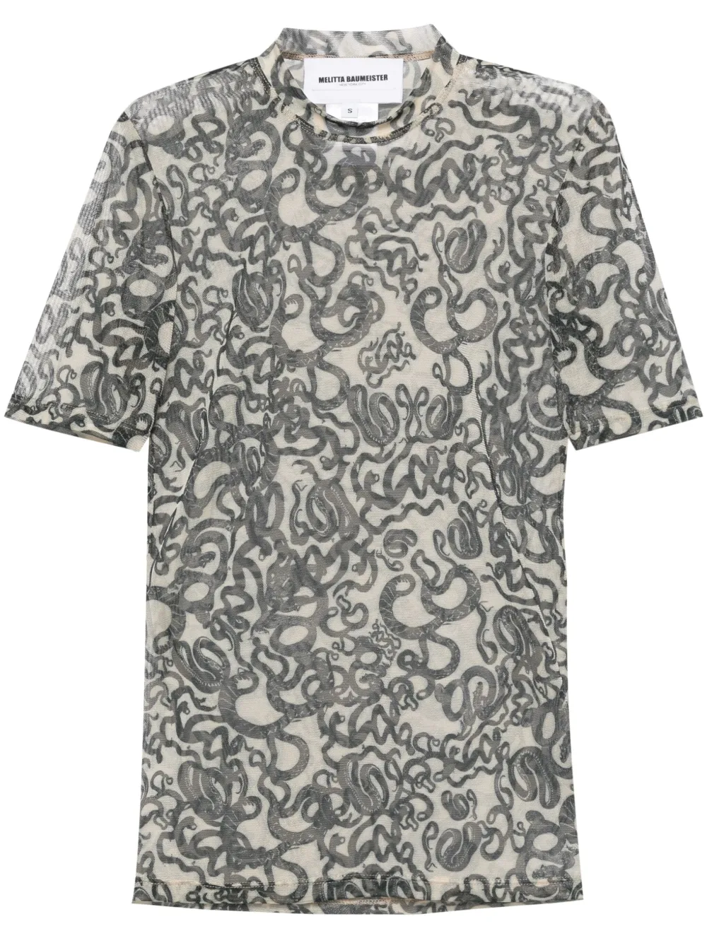 Melitta Baumeister snake-print semi-sheer T-shirt - Multicolore