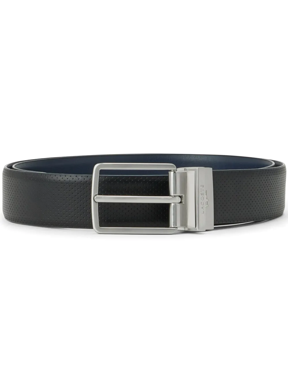 Lacoste logo-engraved leather belt - Blu