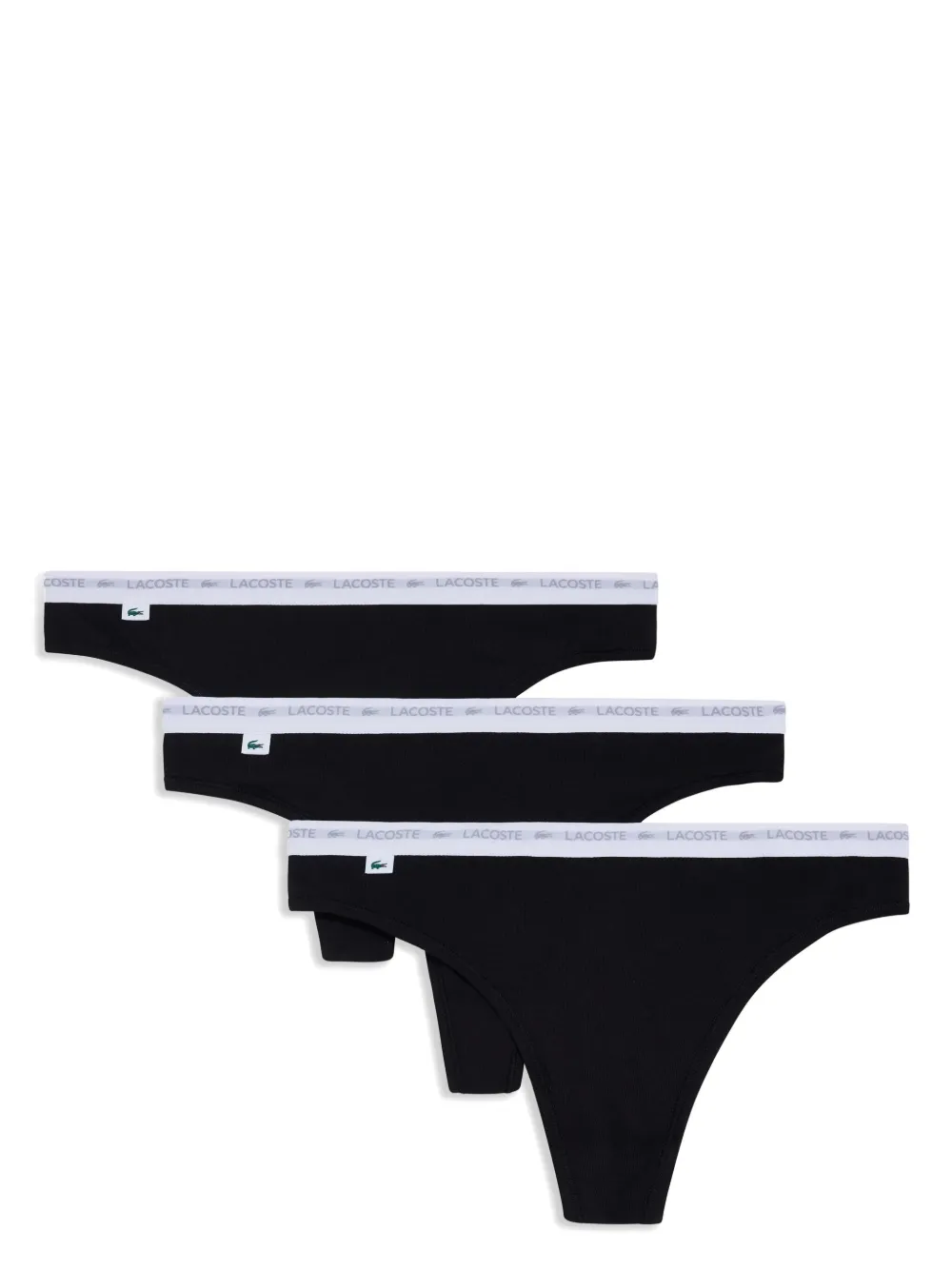 Lacoste logo-waistband thong (pack of three) - Nero