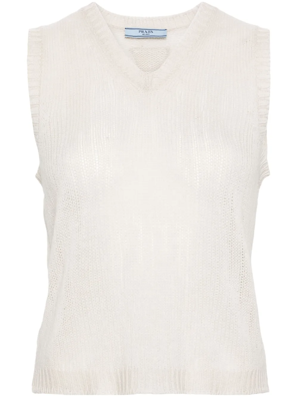 Prada V-neck cashmere vest - Bianco