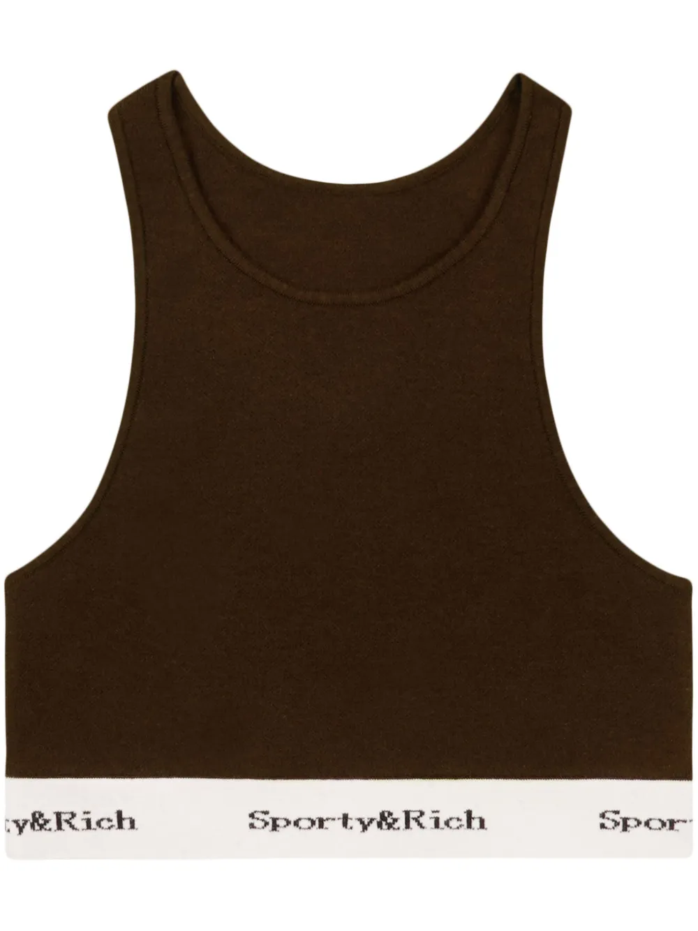 Sporty & Rich serif-logo ribbed crop top - Marrone