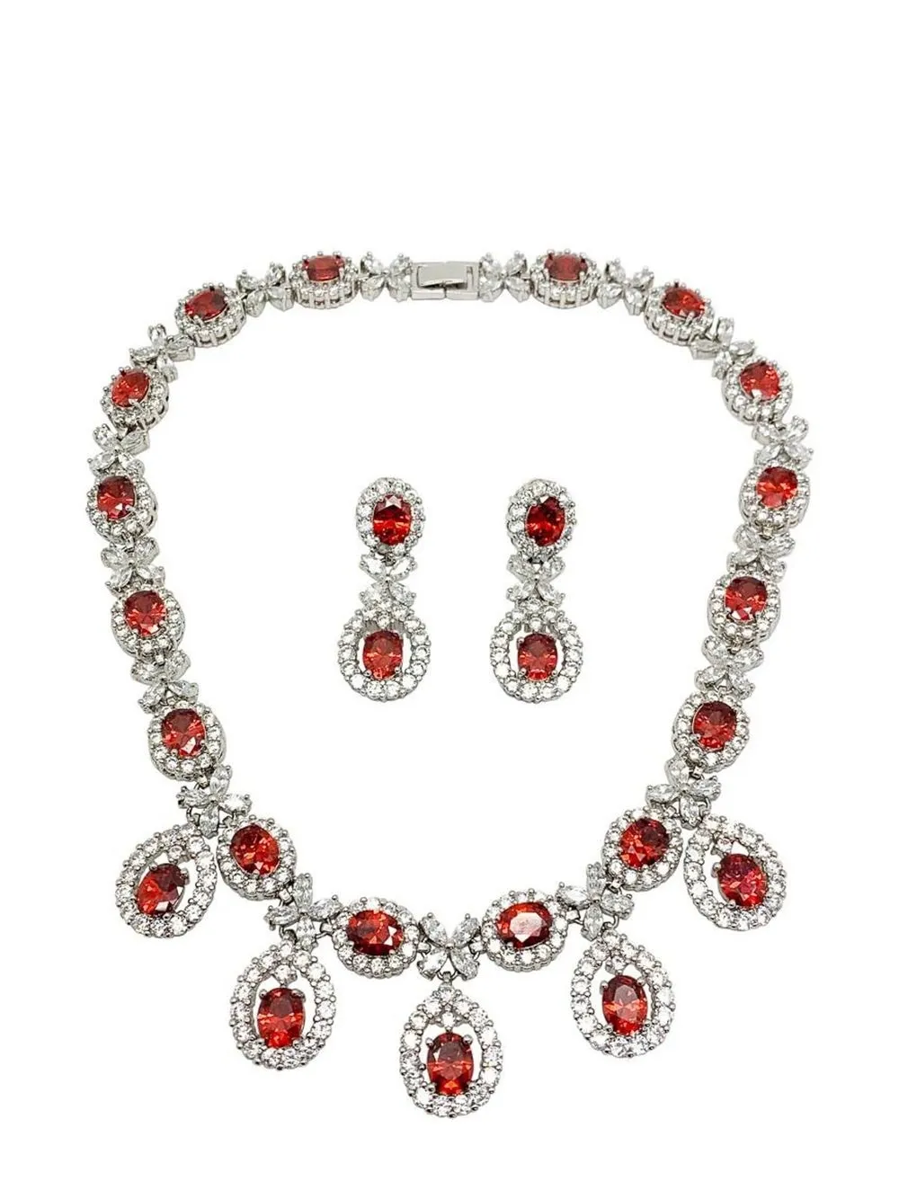 Jennifer Gibson vintage fire crystal droplet necklace and earrings 2000s - METALLIC