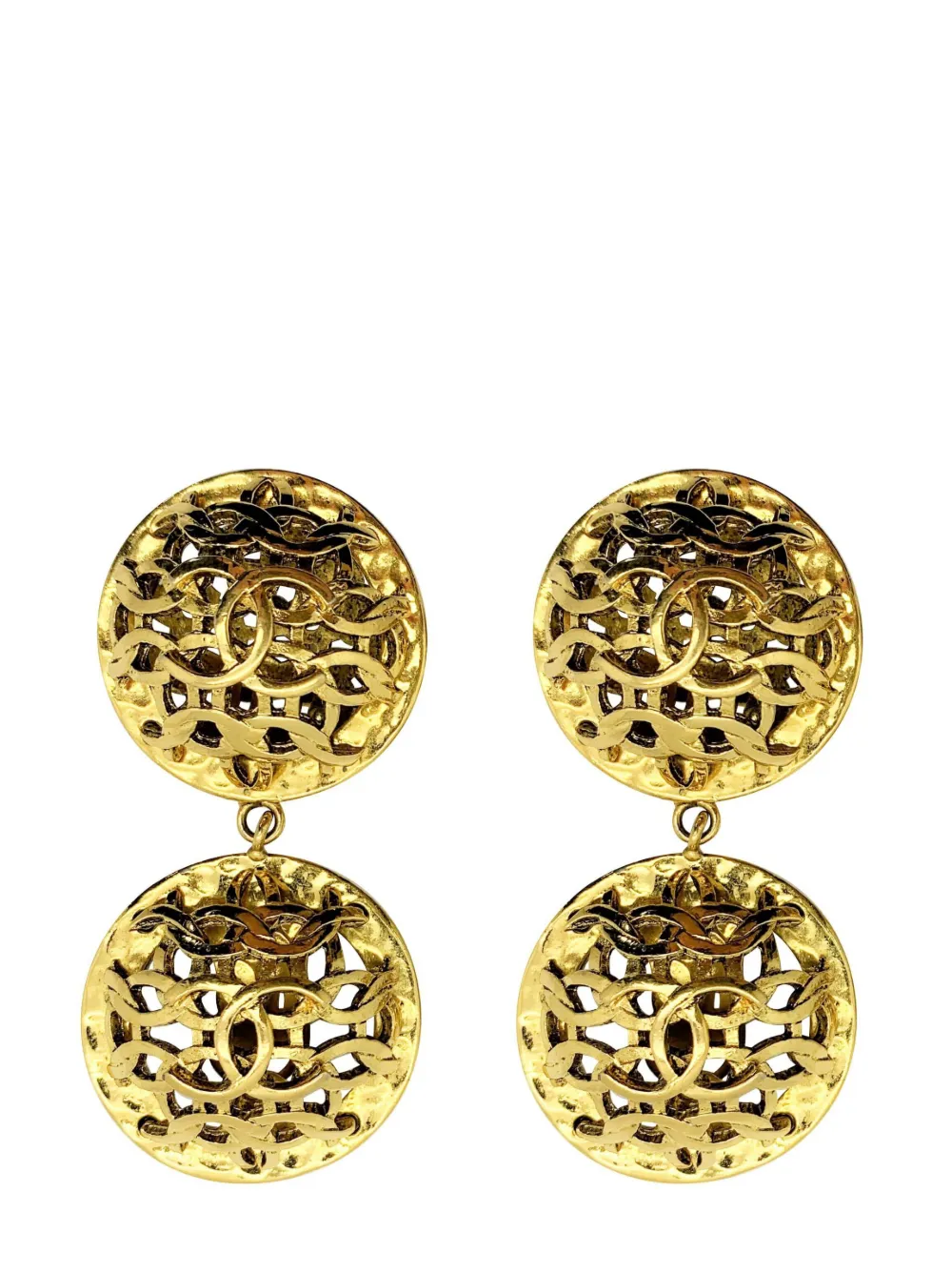 Jennifer Gibson Vintage Chanel Double Orb Statement Logo Earrings 1980s - Oro