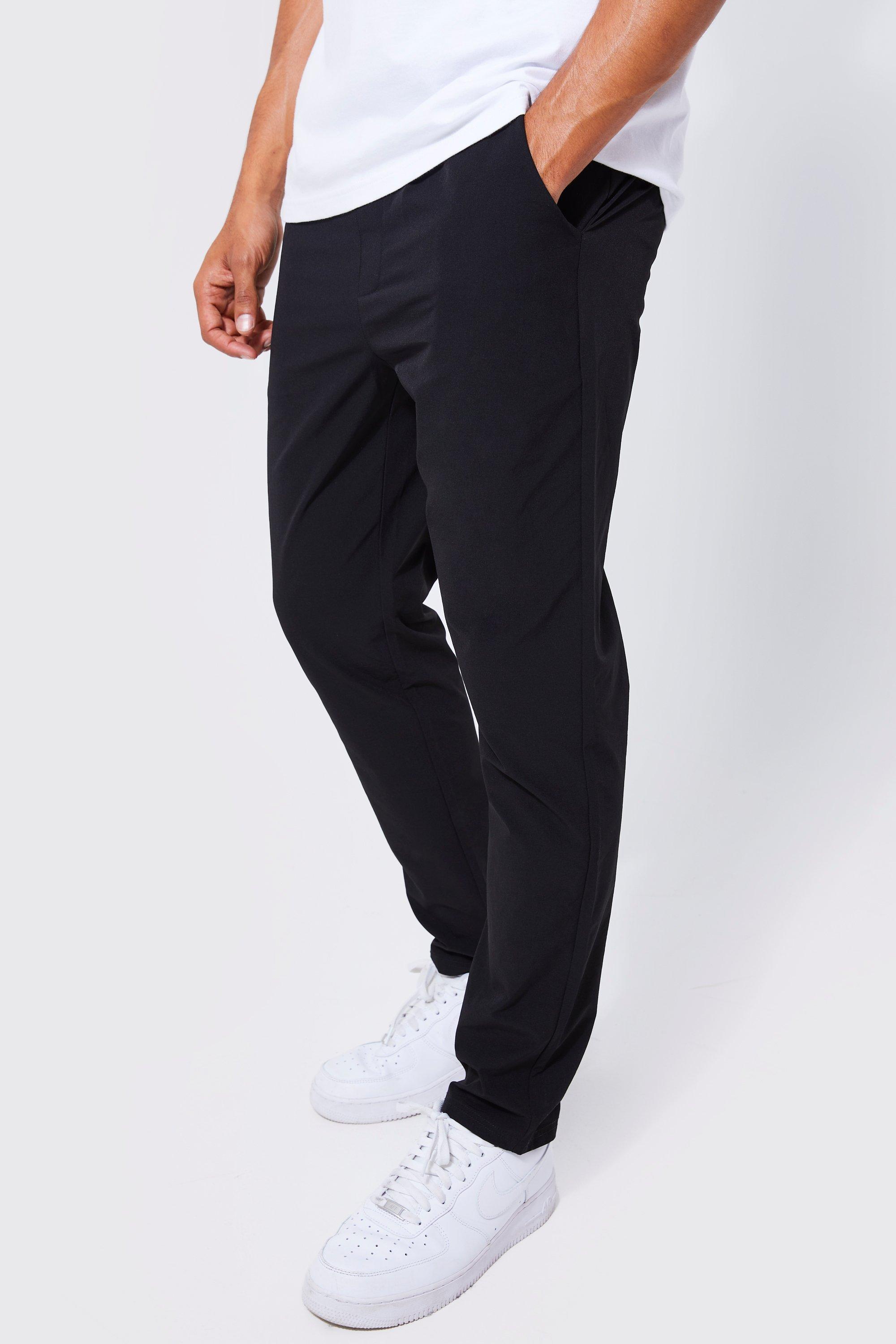 Elastic Waist Lightweight Stretch Slim Trouser, Nero