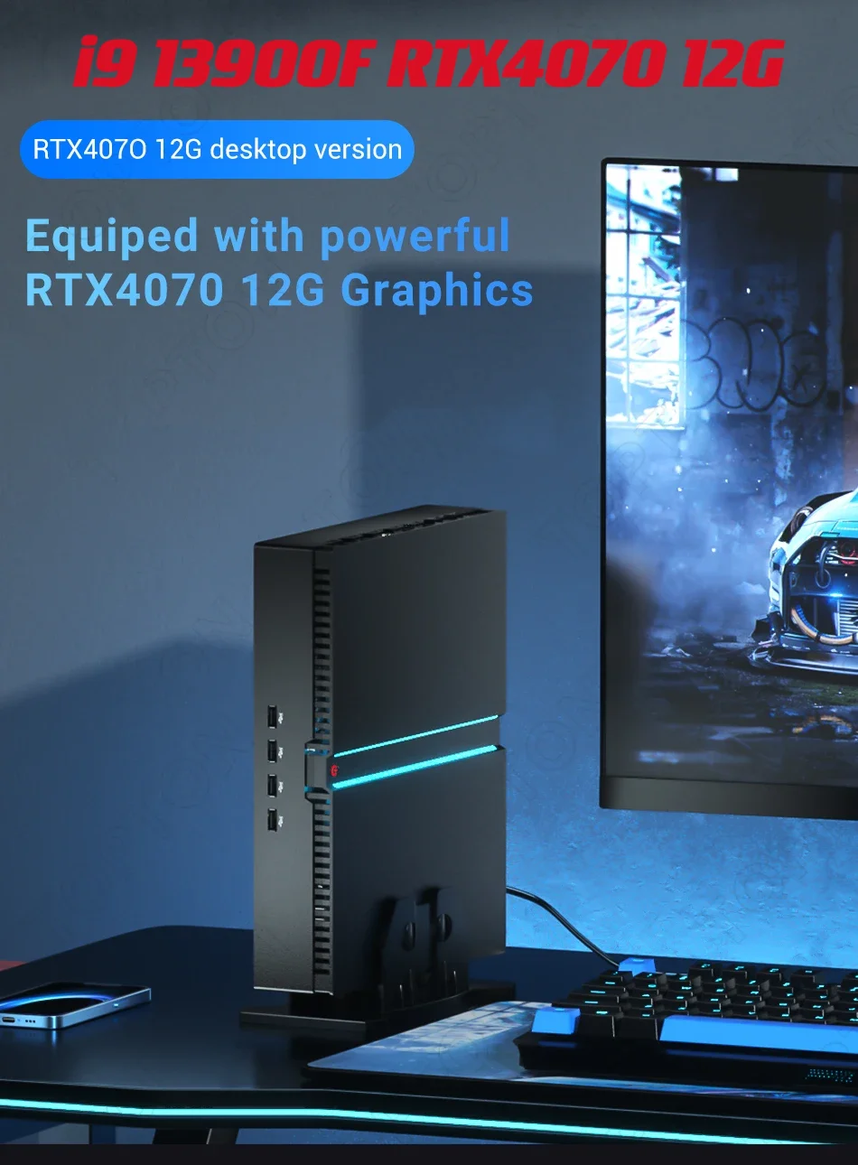 Potente 13Th Gen I9 13900F Nvidia Rtx 4070 12G Gaming Mini Pc I7 Nvme Windows 11 Mini Gamer Computer Tower Pc Desktop Wifi6