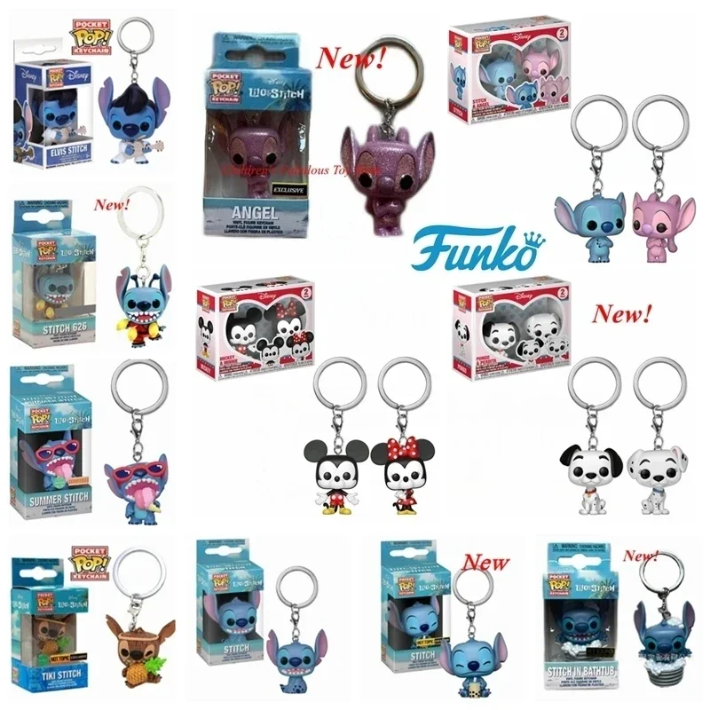 Nuovi Portachiavi Funko Disney Mickey E Minnie Confezione Da 2 Pongo Stitch E Angel Stitch Elvis Tiki Lilo Stitch Lilo Vinyl Figure Toys