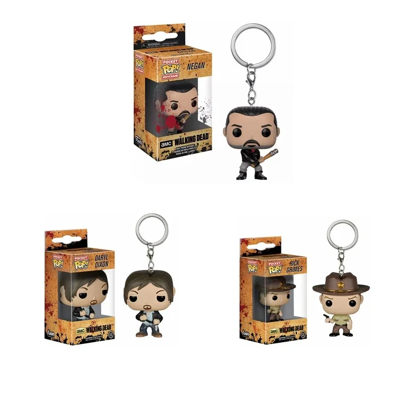 Funko Con Scatola Originale The Walking Dead Keychain Daryl Wraith Rick Grimes Negan Action Figure Toys