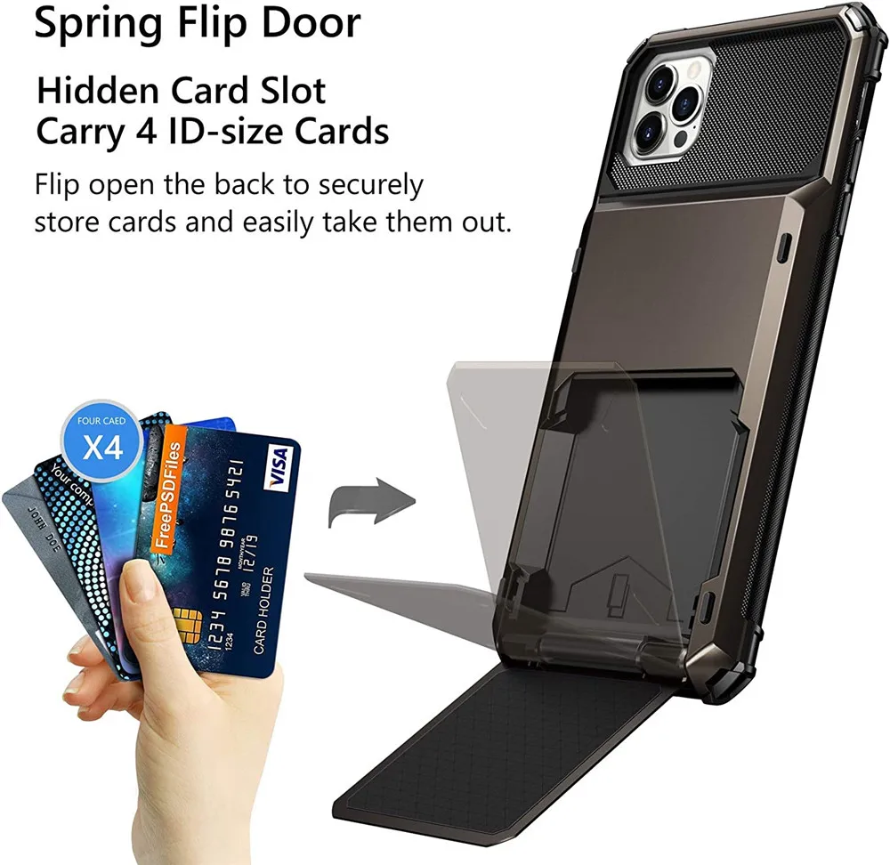 For Iphone 14 Pro Max 13 12 11 Case For Iphone 14 Pro Max Case For Iphone 14 Pro Max Card Holder Case Dual Layer Hybrid Cover