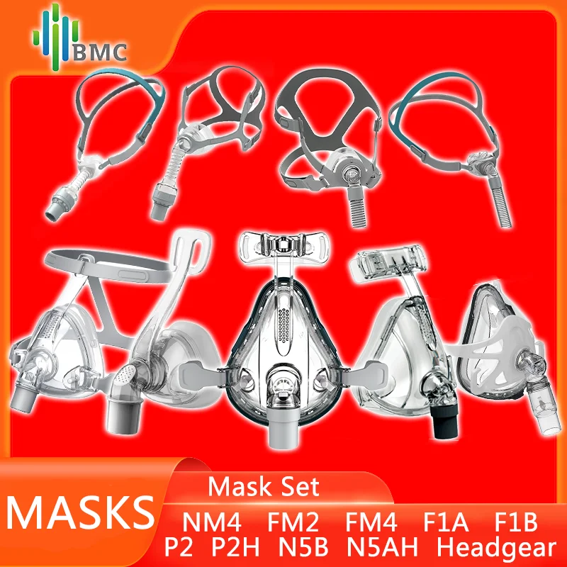 Bmc Face Mask Cpap Auto Cpap Bipap Mask Con Copricapo Originale Gratuito Grey S M L Xl Fascia Per Apnea Notturna Russare Persone