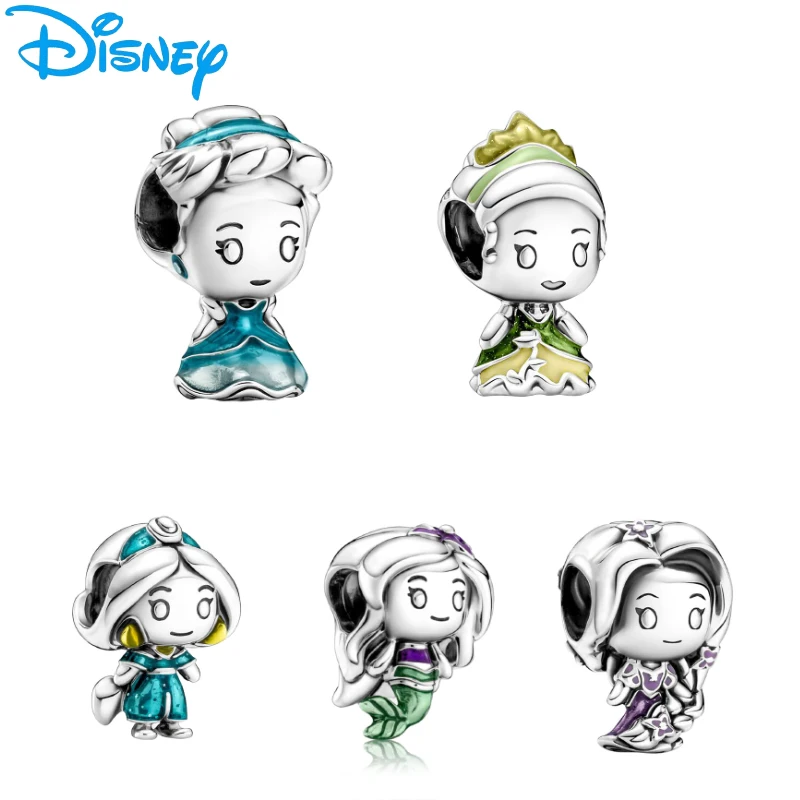 Disney Princess Jasmine Rapunzel Ariel Cenerentola Belle Metal Anime Charm Accessori Donna Giocattoli Per Bambini Bracciale Regali Di Compleanno