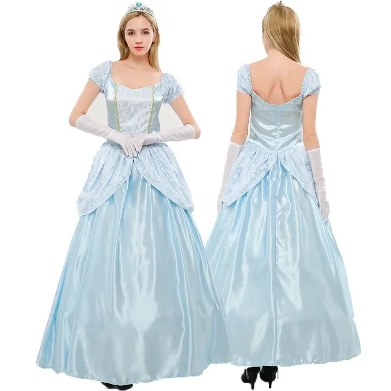 Halloween Women Princess Cenerentola Costume Fairy Tales Sexy Goddess Princess Cosplay Abito Lungo Fantasia Party Fancy Dress