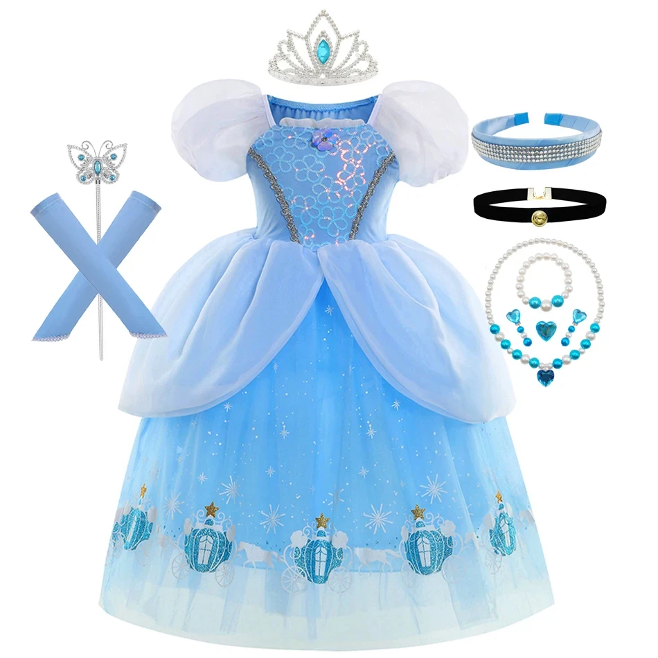 Cenerentola Girl Dress Halloween Princess Cosplay Ball Gowns Baby Christmas Costume Birthday Party Gift 2-10T Paillettes Pumpkin