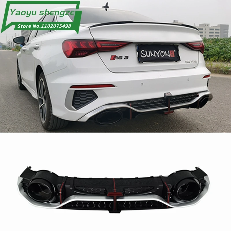 Bright Black Rear Bumper Lip Diffuser For Audi New A3 S3 S-Line Sedan Hatchback 2021+ (Not Fit Standard A3) Car Accessories