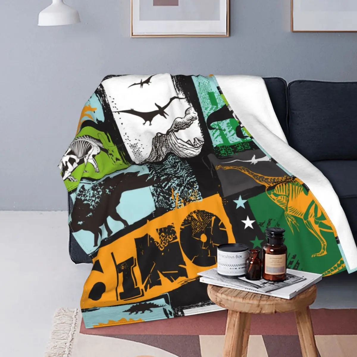 T-Rex Dinosaurier Fleece Werfen Decken Grunge Tier Decken Fuir Home Office Leichte O-Nne Bettwirft