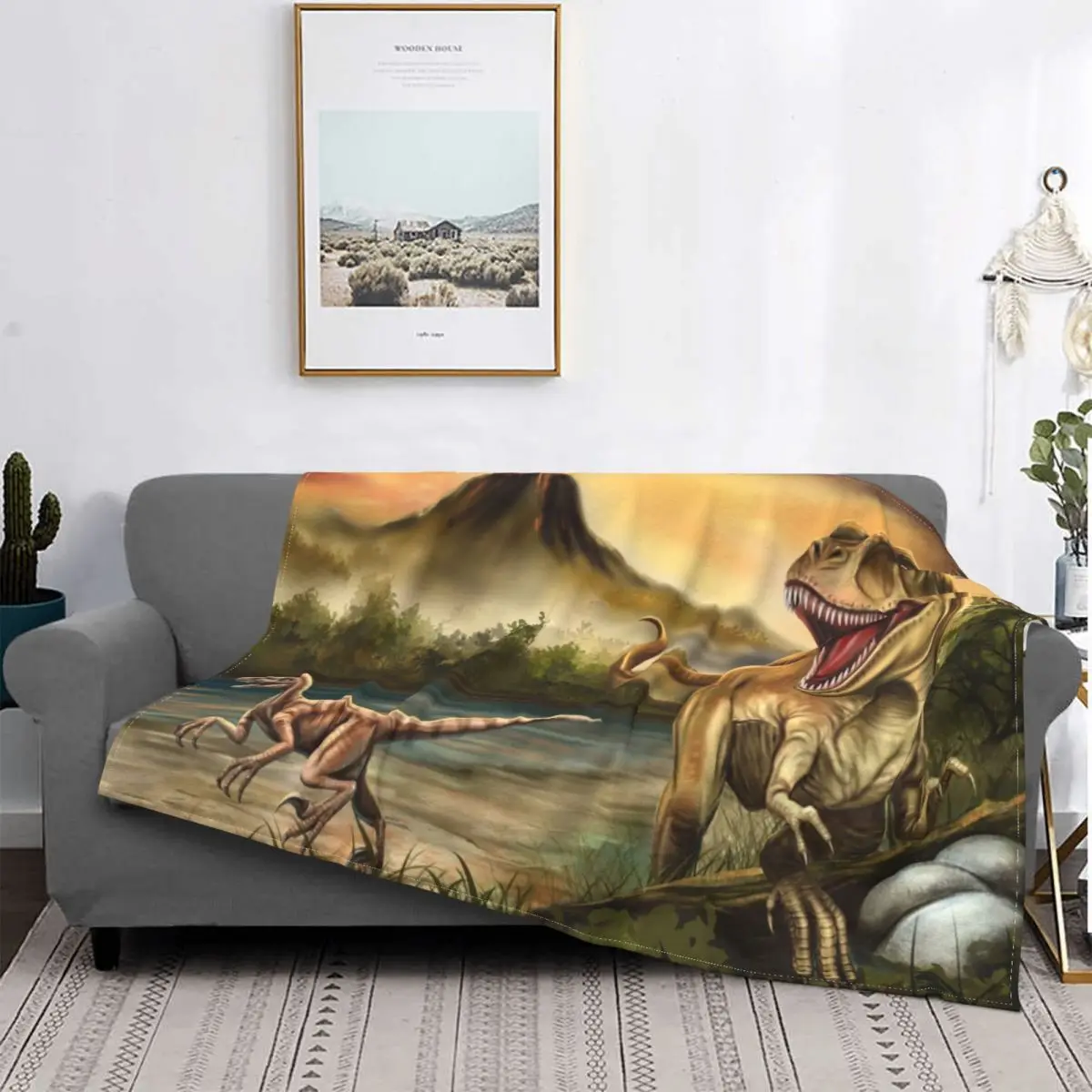 Predator Dinosaurier Decke Flanell Frauhjahr/Herbst Tyrannosaurus Tier Muslimate Warmen Werfen Decken Fur Bett Bbro Bettdecke