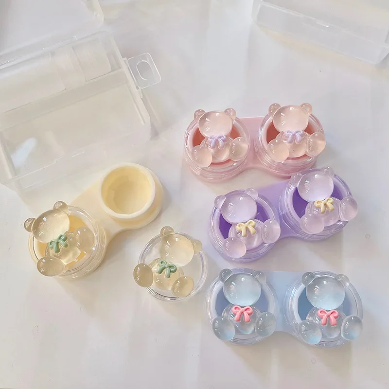 Scatola Per Lenti A Contatto Crystal Tridimensionale Ice Through Bear Simple Pp Care Box Cartoon Cute Contact Lens Companion Box