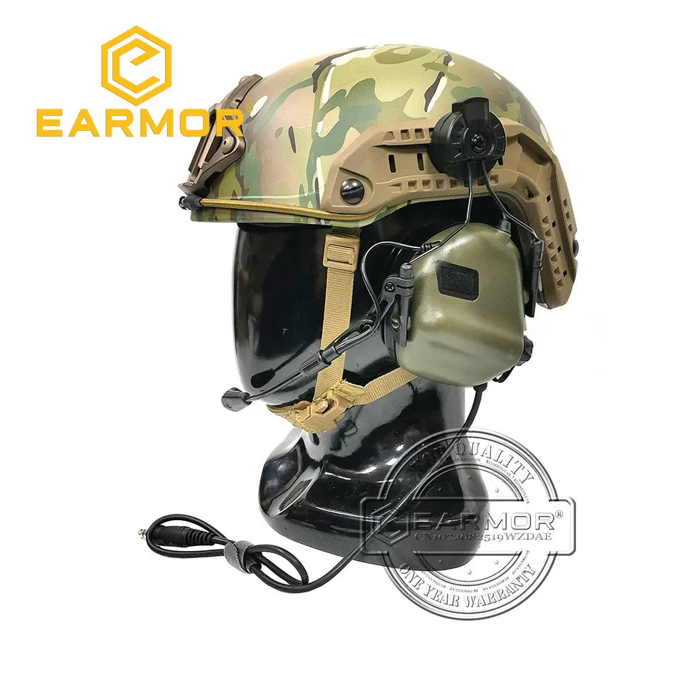 Earmor M32H Mod3 Cuffie Tattiche Militari Adattatore Per Binario Rac Set Cuffie Softair Per Comunicazione Aeronautica Con Cancellazione Del Rumore