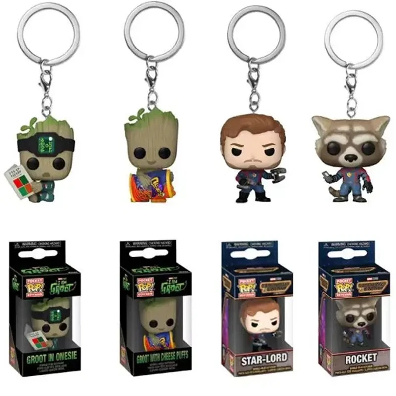 Funko Pop Guardians Of The Galaxy 3 Pocket Pop Portachiavi Rocket Star-Lord Groot In Tutina Groot Con Giocattoli Modello Sbuffi Al Formaggio