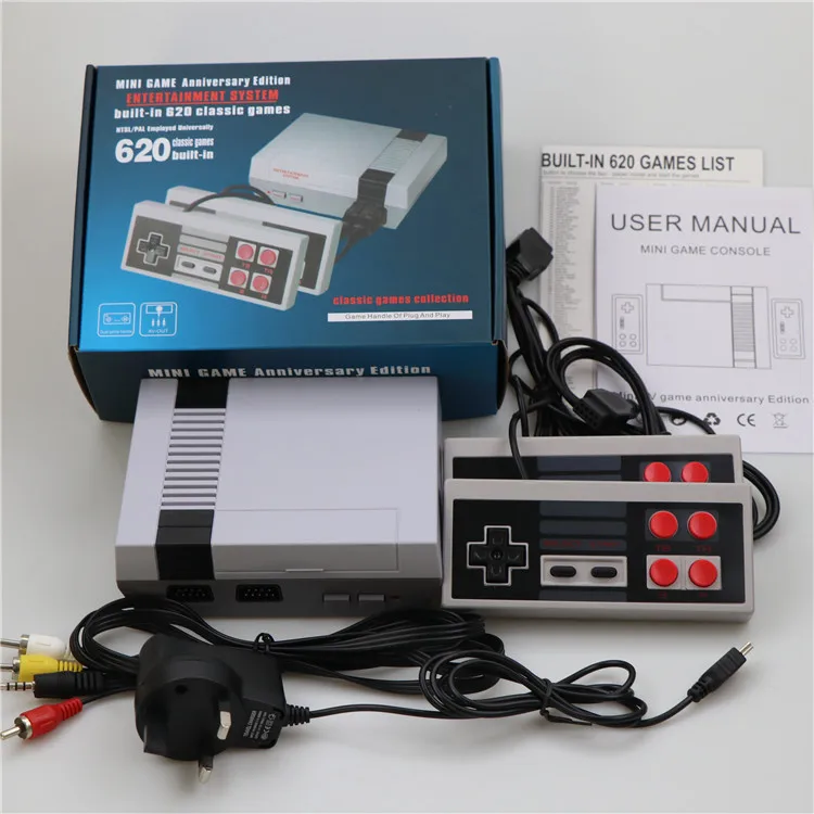 620 Retro Nes Mini Console Di Gioco Per Uso Domestico Red White Machine 4 Pulsanti Us Eu Uk Regulation Usb Pc Connection