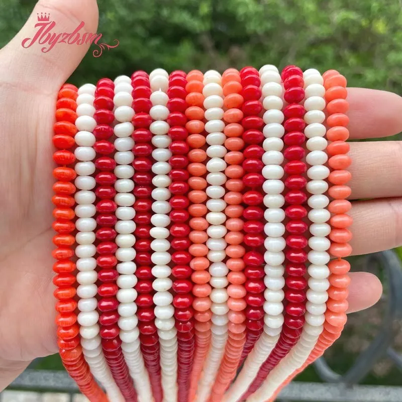 4X6Mm Smooth Rondelle Coral Natural Stone Beads Loose For Diy Necklace Bracelets Eaaring Jewelry Making Strand 15" Free Shipping
