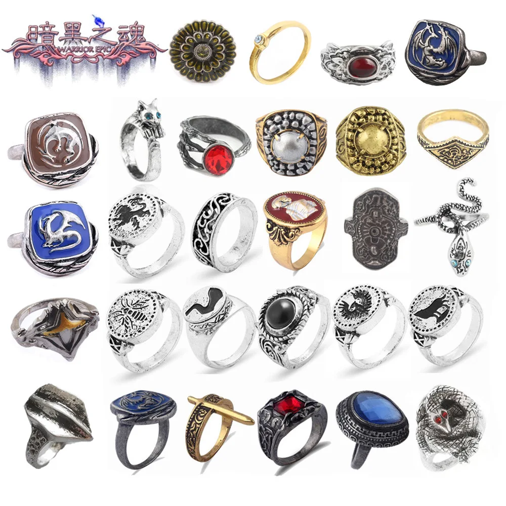 Gioco Dark Souls Rings For Men Vintage E.'S Demon'S Cicatrice Cloranthy Serpent Leo Darkmoon Ring Regalo Di Gioielli Di Halloween