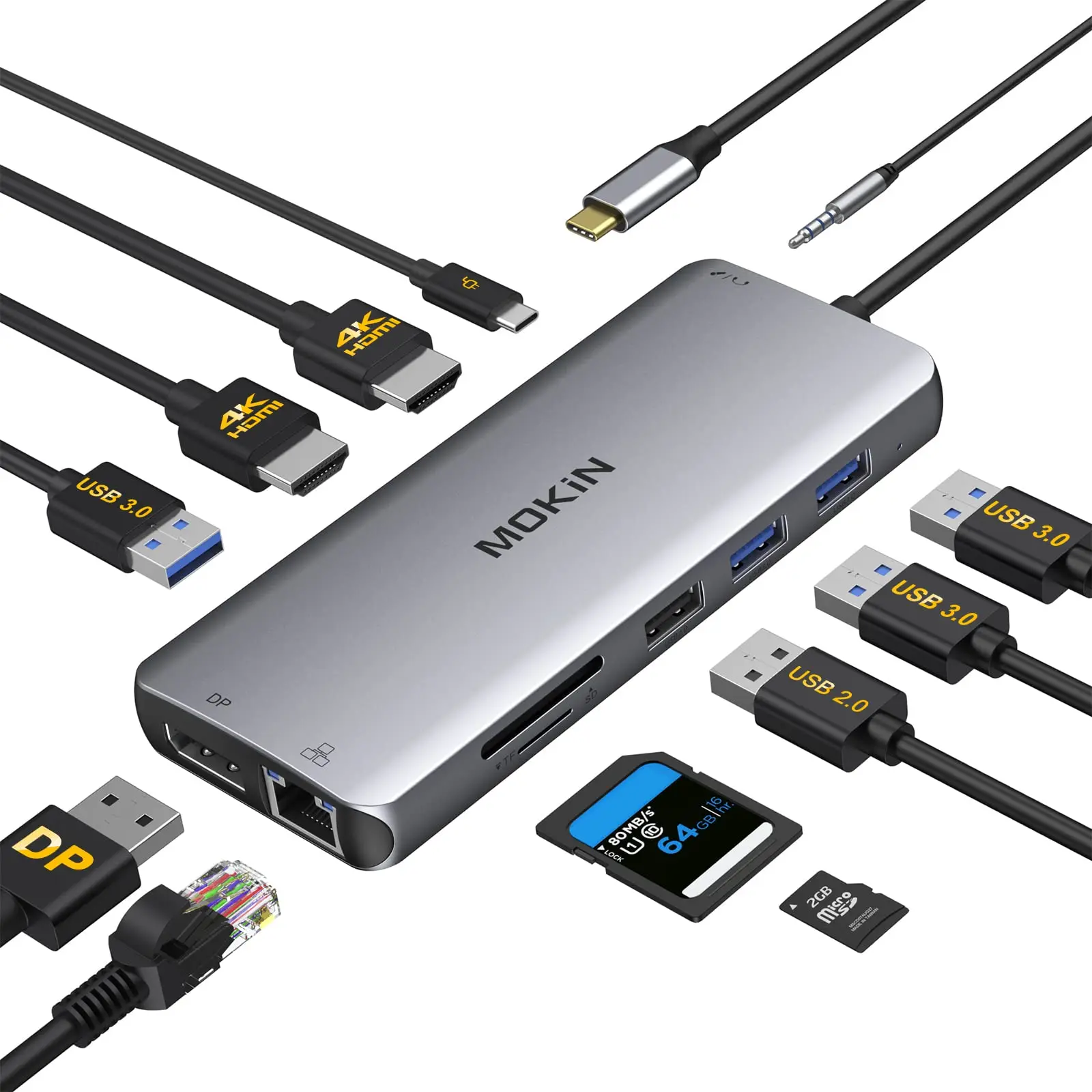 Docking Station Usb C Dual Monitor Triple Display, Hub Usb C Con Hdmi, 100W Pd, Adattatore Multiporta Usb C Per Hp/Dell/Lenovo.