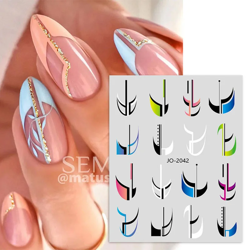Adesivi Per Unghie 3D Hot Girl Wave Lines French Slider Summer Painted Pegatinas Accessori Per Manicure Unhas Adeivi Foil Decalcomanie