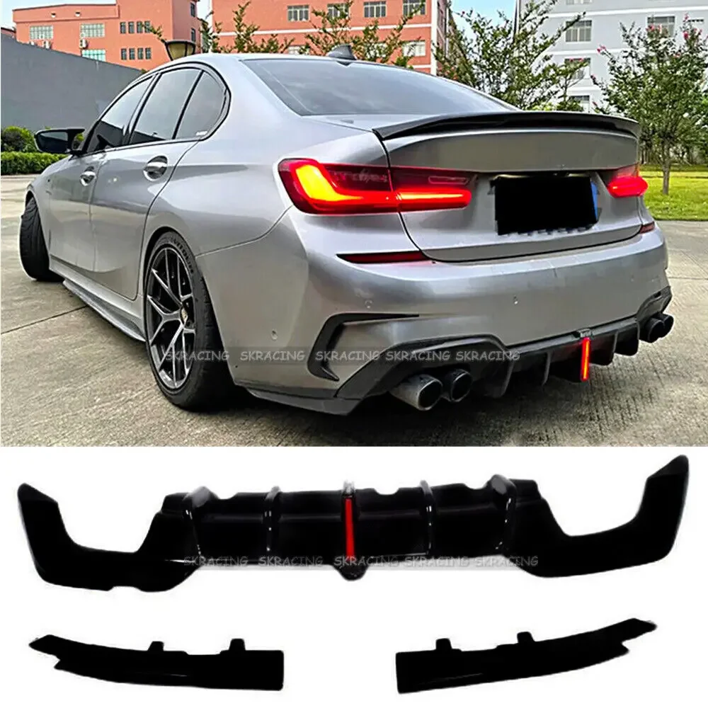 Nero Lucido 3 Pezzi Adatto Per 2019-2021 Bmw G20 M340I M Performance Paraurti Posteriore Diffusore Labbra Spilters Auto Automobili Decorative