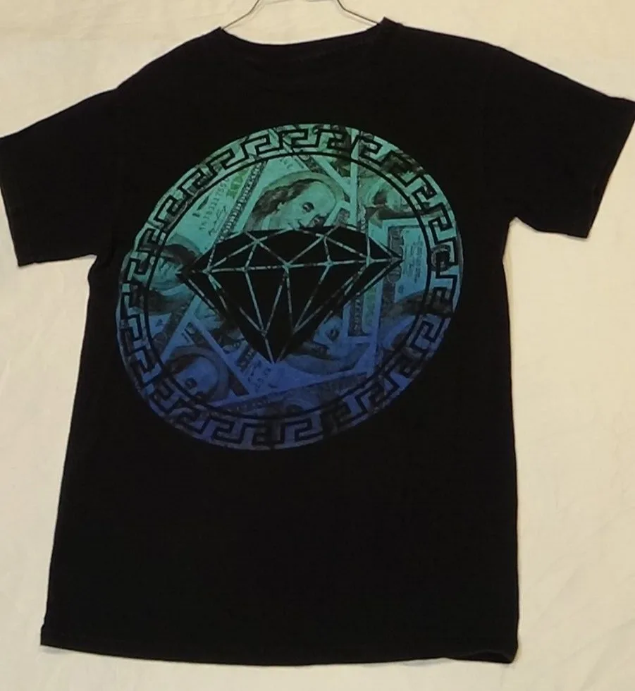 Popolare Maglietta Veleno Nero Piccolo Diamante Dollari Soldi Ben Franklin Streetwear Maniche Lunghe O Corte