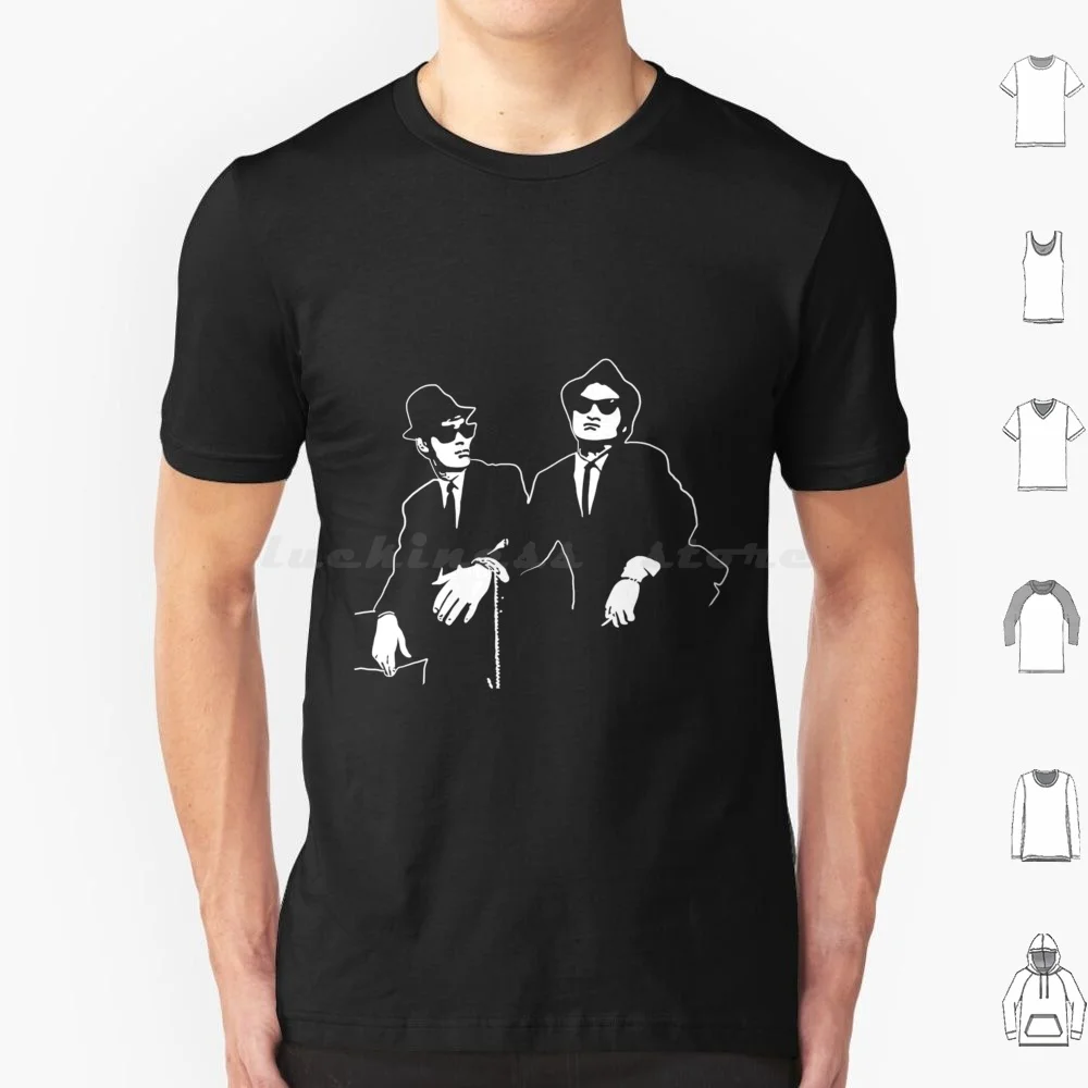 Blues Brothers-Maglietta Jack & Elwood Big Size 100% Cotton Brothers 80S Aretha Franklin Blues Movies Elwood Blues Belushi Blue