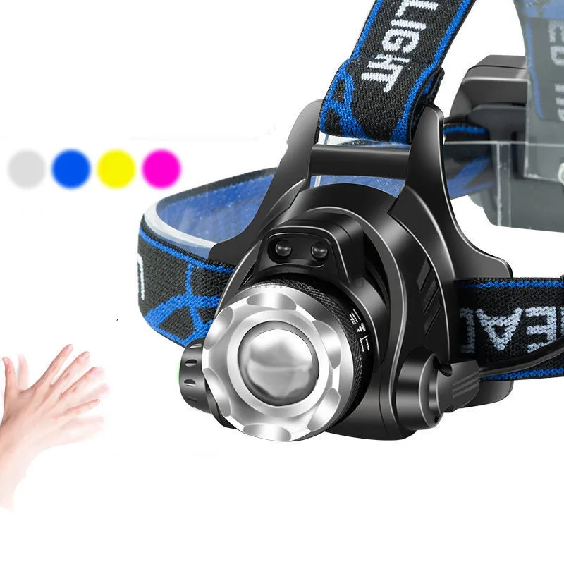 T6 L2 V6 Sensore Faro Zoom Potente Torcia Ricaricabile Usb Pesca Faro Da Campeggio 18650 Batteria Lanterna Impermeabile