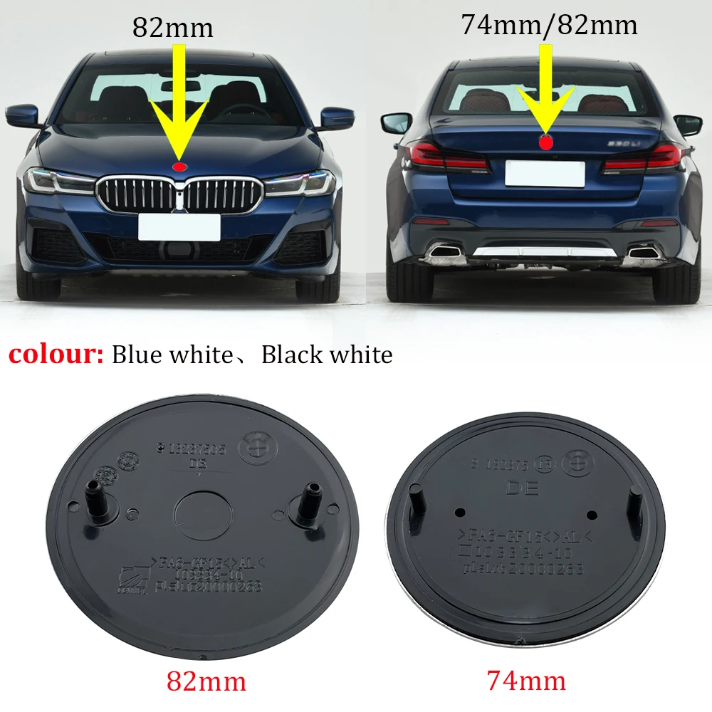 82Mm 74Mm 45Mm Per Bmw Logo Anteriore/Posteriore Boot Badge Hood Trunk Emblem Logo Per E46 E39 E38 E90 E60 Z3 Z4 X3 X5 X6 Accessori